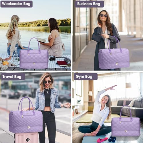 Travel Bag Weekender Bags for Women (8-Light Purple / 40L-Large)