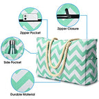 Beach Bags for Women Large Waterproof Beach Tote Bag Zipper Beach Bags Waterproof Sandproof Swim Pool Bag Large Tote (Turquoise Green)