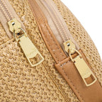 Faux Straw Crossbody Bags for Women Small RFID Summer Sling Bag (Pure Khaki)