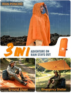 Hooded Rain Poncho for Adult Waterproof Lightweight Raincoat (X Orange)