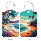 2 Pack Luggage Tags for Suitcases Travel Bag with Name Label Stainless Loop (Sea and Beach Coastal Landscape)