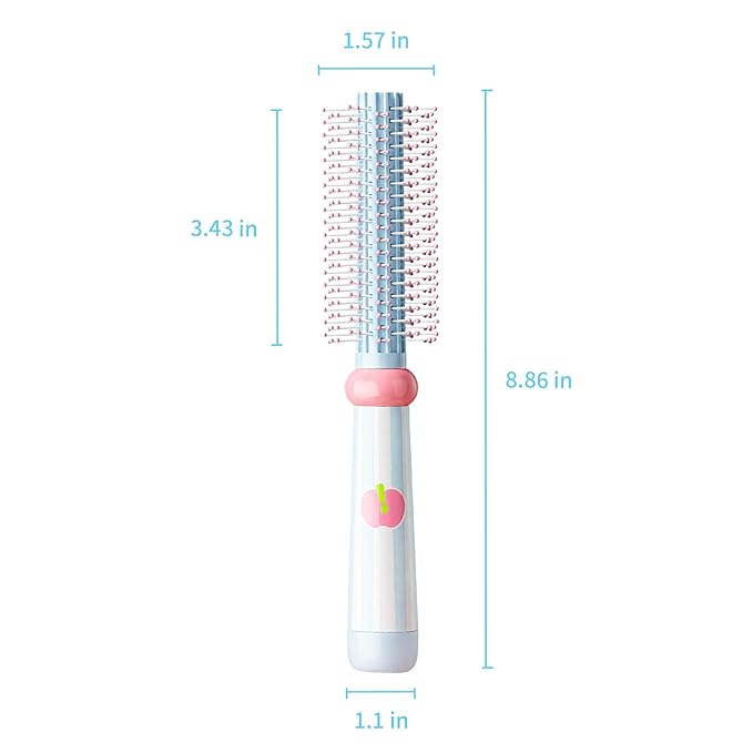 Round Hair Brush, Detangling Fluffy Scalp Brush with Ergonomic Big Handle, Plastic Lightweight Macron Styling Color Comb for Faster Blow Drying and Volume for Long,Thick, Curly Hair Women/Girls/Kids