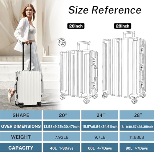 Zipperless Carry On Luggage with Wheels 20 inch Hardshell Suitcase (White / Carry-on (20 Inch))