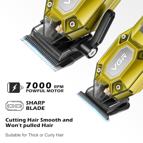 600&900 Cordless Barber Clipper Trimmer Set with LED Display (Gold)