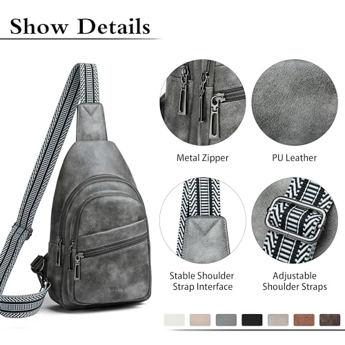 Sling Bag Crossbody Bags for Women Small Cross Body Bag Fanny Packs Chest Sling Purse for Daily Travel Leisure Sport (2-2 Dark Grey)