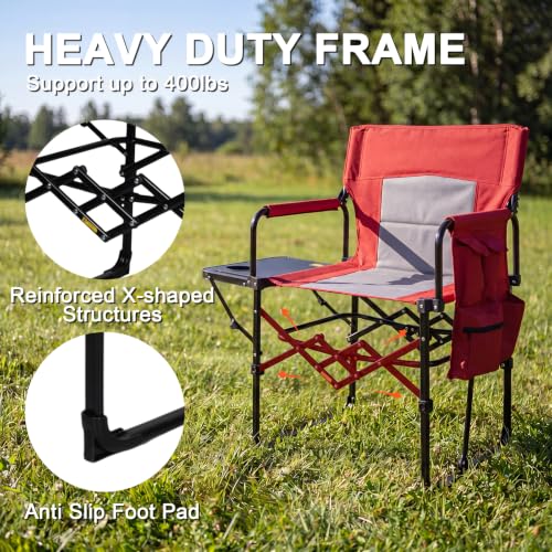 2 Pack Folding Director Chair for Outdoor (Red)