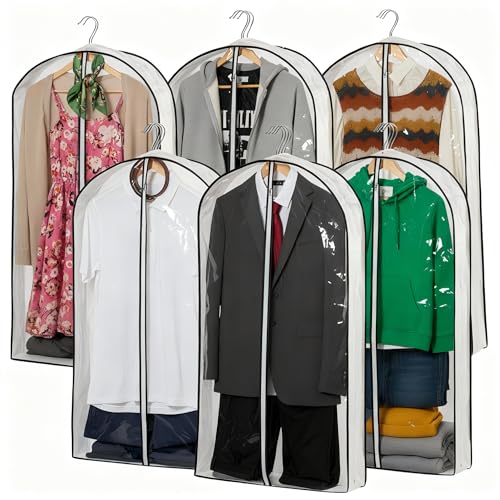 Hanging Clothes Storage with 4" Gusseted Garment Covers (24"x40"x4"/ 6 Pack)