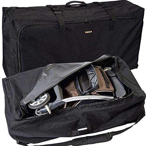 Stroller Travel Bag for Standard or Double (Black with Black Trim)