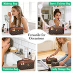 Initial Makeup Bag Personalized Gift for Women Teen Girls (Coffee / O)