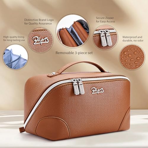 Travel Makeup Bag Cosmetic Bags for Women (C-1-Brown)