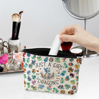A Girl Loves Dragons Dragon Gifts Dragon Stuff Dragons Decor Cosmetic Bag Anniversary Graduation Christmas Birthday Makeup Bag Funny Friendship Gifts for Women Animal Lovers Sister Bestie Best Friend (Girl Dragons 1195)