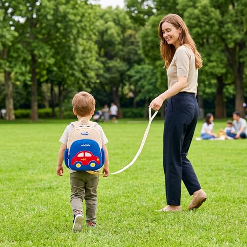Toddler Backpacks Kids Preschool Cartoon Mini Travel Bag Ages 2 (F-bluebeige Car 2(can't Fit Folder) / M for Age 2-5)