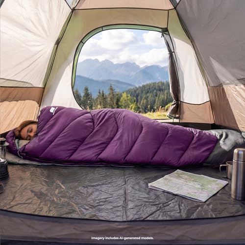 Sleeping Bags for Adults Kids 4 Season Camping Sleeping Bag Gear (Purple)