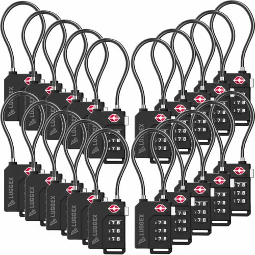 20 Pack TSA Locks for Luggage (Black / 10 Pack)