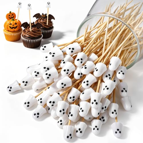 100 Pieces Halloween Toothpicks Boo Ghost Cocktail Picks (Ghost)
