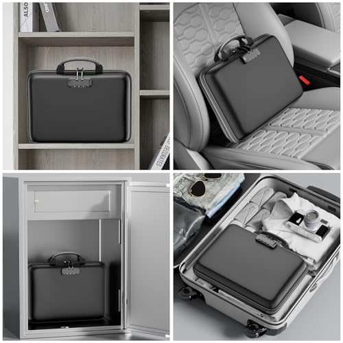 Fireproof File Organizer with Lock (15.5" x 11.5" x 3"(colorful) / Black)