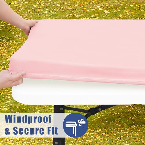 2 Pack Rectangle Spandex Fitted Table Cloth (Pink / 48" x 24" (Rectangular))