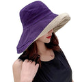 Women Summer Wide Brim Sun Hat Bucket Fishing Hats UV Protection (One Size / Lant001-purple)