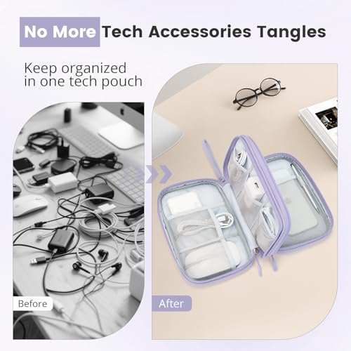 Tech Pouch Lightweight Electronics Organizer Travel Case (Gourd Pattern-Purple / L)
