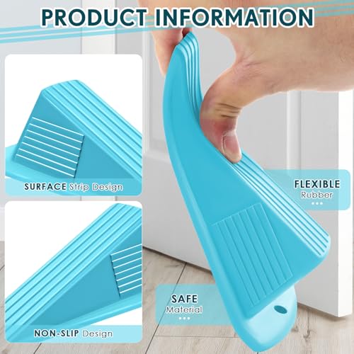 8 Pcs Jumbo Door Stoppers Heavy Duty Rubber Doorstop (Blue)