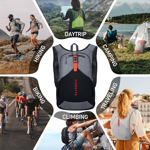 15L Hiking Backpack for Men Women Lightweight Foldable Small Daypack for Travel Camping Outdoor (Grey and Black / 15l)