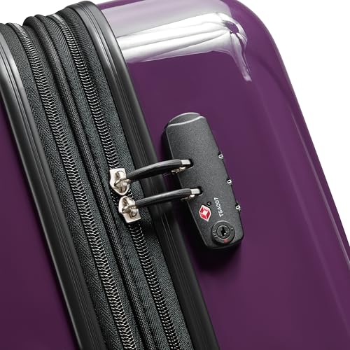 Helium Aero Hardside Expandable Luggage with Spinner Wheels (Plum / Checked-Medium 24 Inch)
