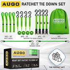 Ratchet Straps Heavy Duty 4 Pack (2200 lb - 15ft / Green)