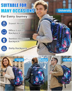 Extra Large Backpack Bookbag for College Travel Laptop Business Hiking Backpack Fit Laptop Up to 17 Inch Sturdy Multi Compartment Gifts for Men Women Night Light Reflective (17 Inch / Light Galaxy)