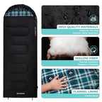 Sleeping Bag for Adults (BLACK / Right Zip)