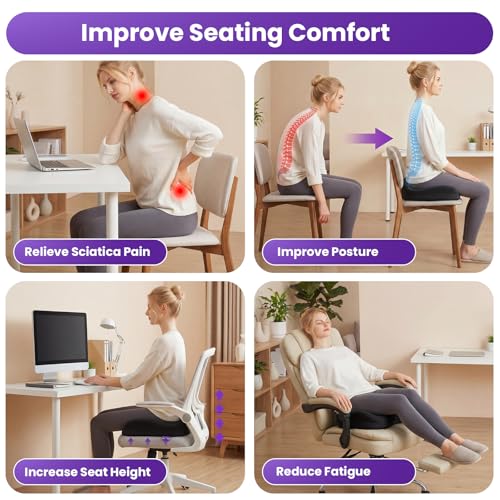 Seat Cushions for Office Chairs (Black (Large) / Large)