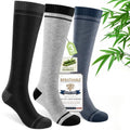 Bamboo Viscose Compression Socks for Women & Men (3 Pairs-(black/Gray/Blue) / Large-X-Large)