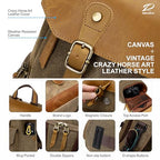 Khaki Professional Camera Backpack (Khaki / Crazy Horse Art Cowhide Flap)