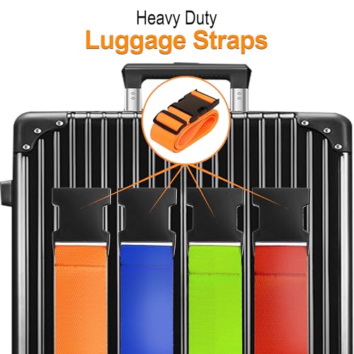 Luggage Straps for Suitcases TSA Approved Travel Belt 4 Pack by Chelmon (Mixed Colors)