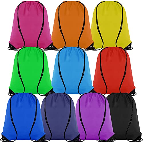 10 Colors Drawstring Backpack Bags Sack Pack Cinch Tote Sport Storage Polyester Bag for Gym Traveling (Multicolor)