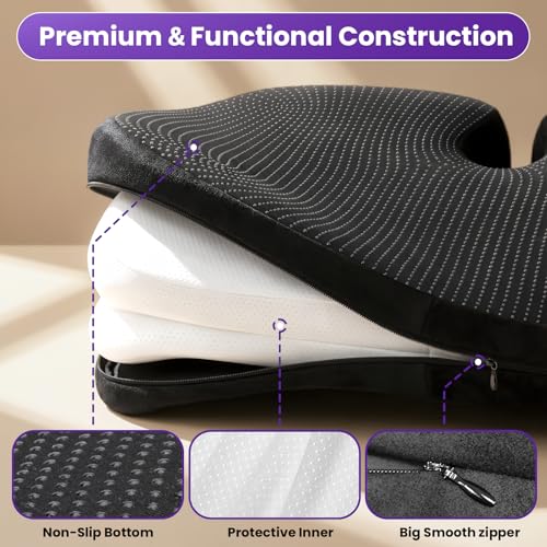Seat Cushions for Office Chairs (Black (Large) / Large)