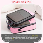 4 Set/6 Set/8 Set Compression Packing Cubes Travel Accessories Expandable Packing Organizers (Half Mesh, 6-Pink) (6-Pink / Half Mesh)