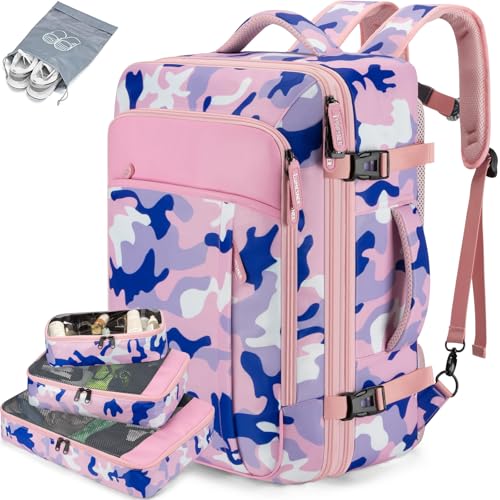 40L Expandable Travel Backpack (Camouflage Pink / 20 inches)