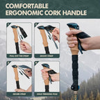 Folding Trekking Poles 7075 Aluminum Lightweight for Travel (Cork-Blue / 100-120 cm for Height:5'9" and smaller)
