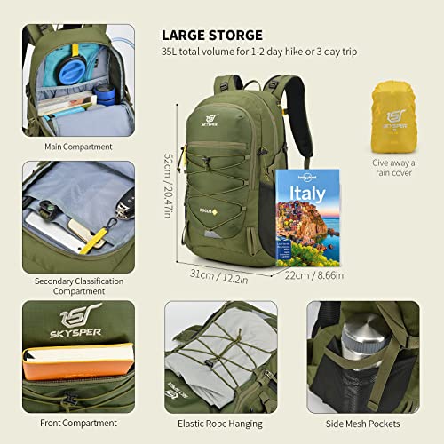 Hiking Backpack for Men Women (Large / Army-green)