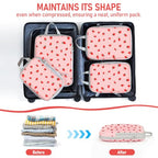 6 Set Compression Packing Cubes (Pink Strawberries-6pcs / Set of 6)