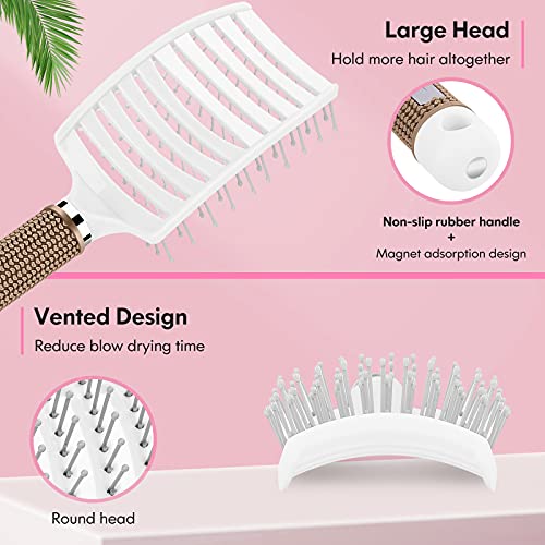 Hair Brush Curved Vented Brush for Faster Blow Drying (pink)
