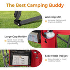 Heavy Duty 550LBS Padded Camping Chairs with Lumbar Support (Red / 2PC)