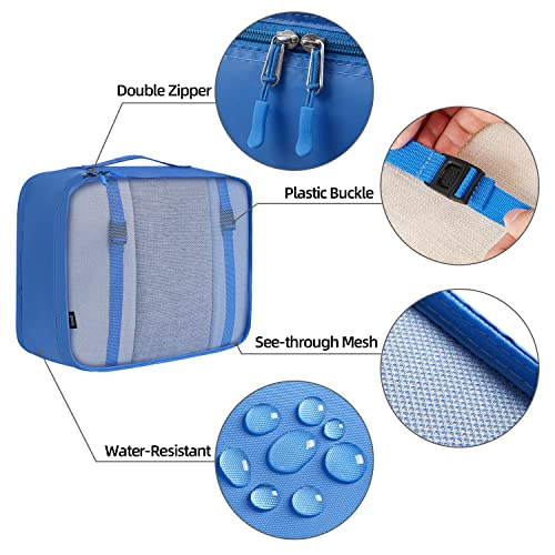 10 Set Packing Cubes Various Sizes Packing Organizer for Travel Accessories Luggage Carry On Suitcase (10-Blue / 10 Set-full Mesh)