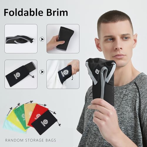 Reflective Foldable Running Hat for Men Women (7-7 5/8 / Black)
