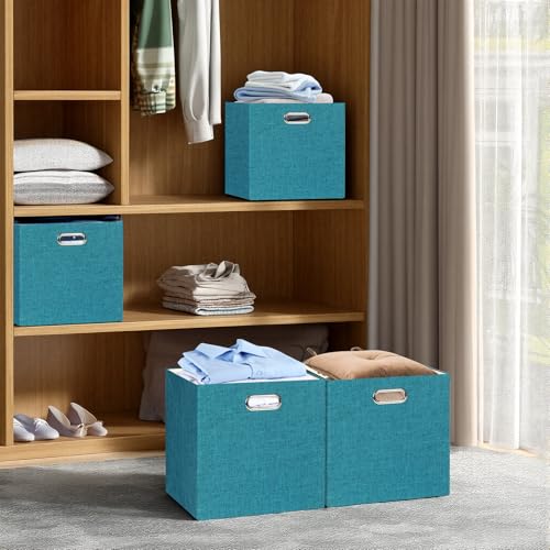 Collapsible Storage Bins (13×13×13/4pcs / Bright Green)