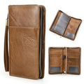 Full Grain Leather Travel Family Passport Holder for 4 Passport Wallet RFID Blocking Passports Organizer 3 Layer Design Fit 4 Passports (Camel Brown)