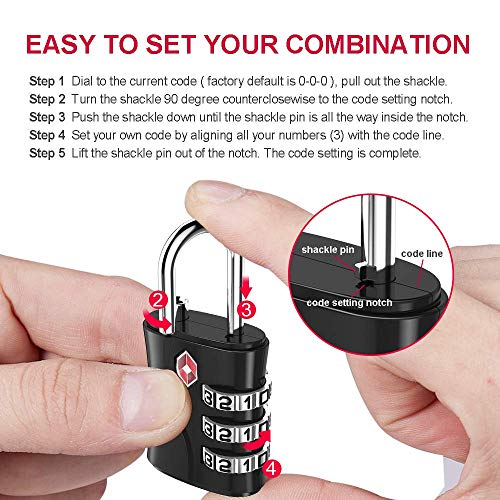Luggage Lock TSA Approved (Black, 1P)