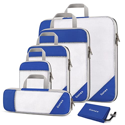 Compression Packing Cubes for Travel (Set of 6 / 6-Deep Blue)