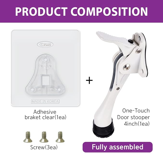 Door Stopper with Adhesive Bracket Stickers, No Drilling or Tools Needed - Image 3