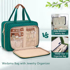 Toiletry Bag for Women (Large / With Jewelry Organizer Compartment / Green)